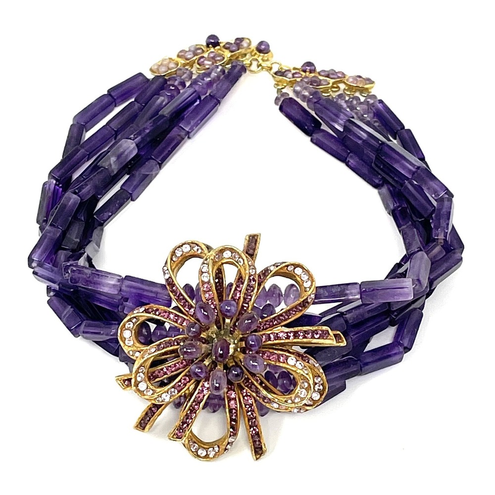 Gossip Girl Siman Tu‎ Nyc Choker Necklace Amethyst 6 Strand Haute Couture Runway